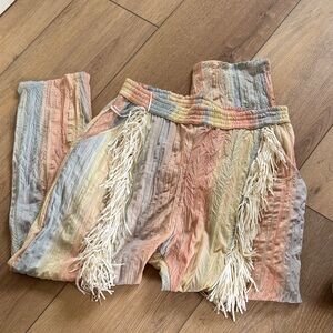 Multicolor Relaxed Fringe Pants